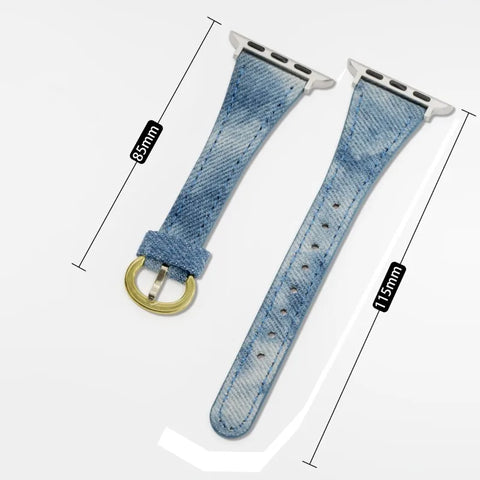 Denim Tie-Dye Strap for Apple Watch Band 49MM/44/40/41MM/38/42/45mm Women's Canvas Strap