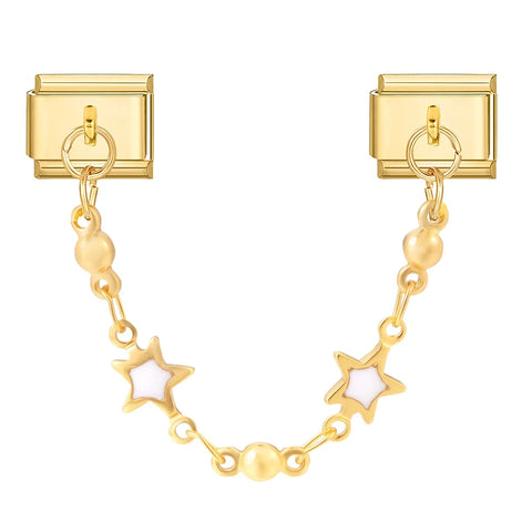 Golden Chain Heart Flowers Butterfly Charm Link