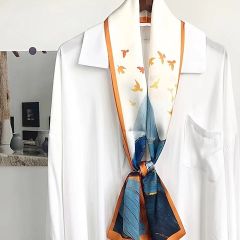 Women Fashion Luxury Long Narrow Small Silk Scarves Ladies Headband Headscarve