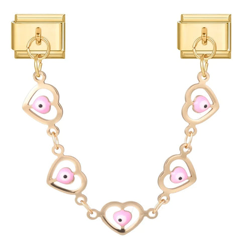 Golden Chain Heart Flowers Butterfly Charm Link