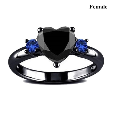 Charm Couple Rings Romantic Women Purple Rhinestones CZ Rings Set Trendy Jewelry