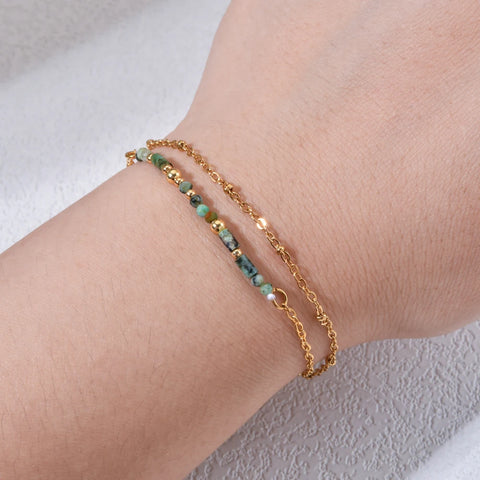 Thin Boho 18K Gold PVD Plated Stainless Steel Chain Bracelets for Women