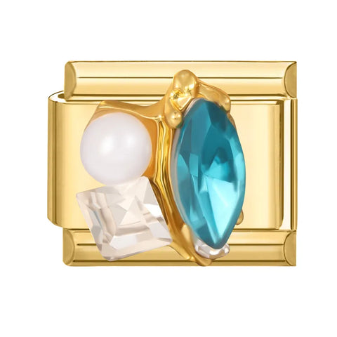 Golden Heart Butterfly Sun Flower Pearl Zircon Italian Charm Links