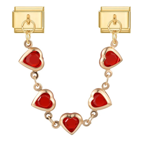 Golden Chain Heart Flowers Butterfly Charm Link