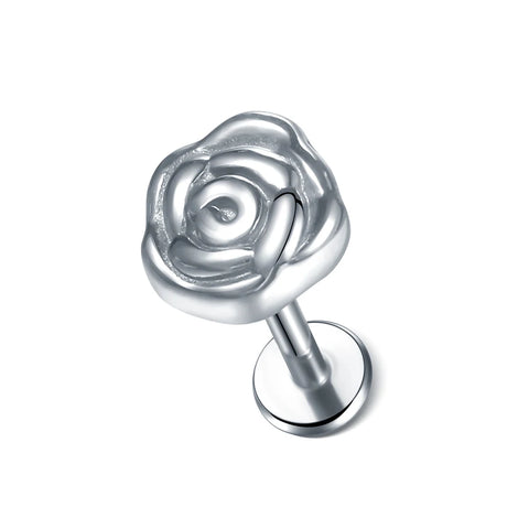 Steel Moon Lighting Labret Bar Rings Crystal Flower Tragus Cartilage Piercing