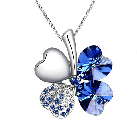 Crystal 4 Four Leaf Leaves Clover Pendant Necklaces Birthday Gift Quality Fashion Jewelry