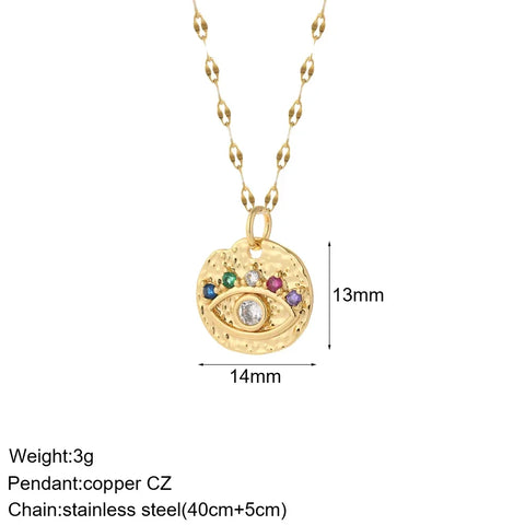 Heart Evil Blue Eye Sun Necklace for Women Cute Dog Bee Elephant Gold Color Pendant