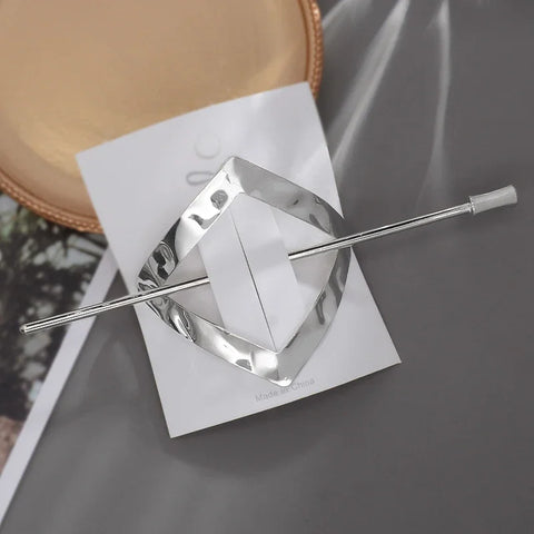 Geometric Gold Silver Color Metal Hair Stick Women Ponytail Holder