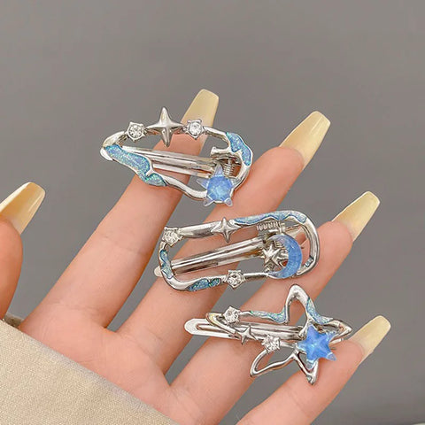 Rhinestone Moon Star Hair Clip