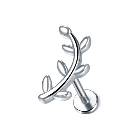 Steel Moon Lighting Labret Bar Rings Crystal Flower Tragus Cartilage Piercing