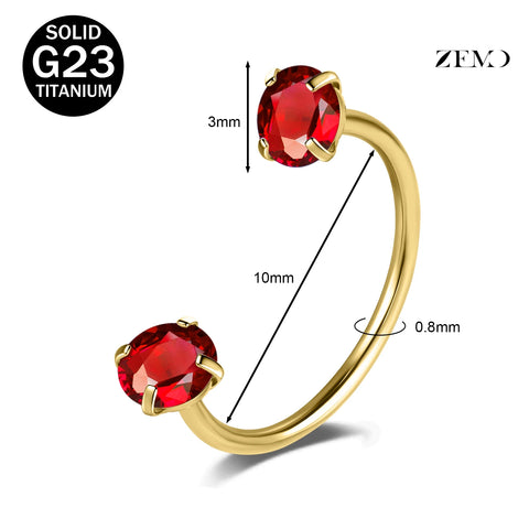 Titanium Steel Horseshoe Nose Rings Double CZ Crystal Screw Septum Rings Helix