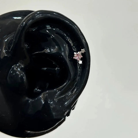 Zircon Pink Cross Ear Bone Nail 316L Stainless Steel Cochlea Piercing Jewelry