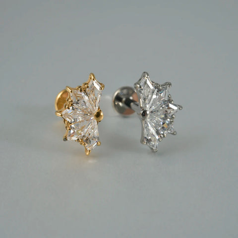 Zircon G23 Solid Titanium Cartilage Earrings Stud 16G Internally Threaded Cz Cluster Helix