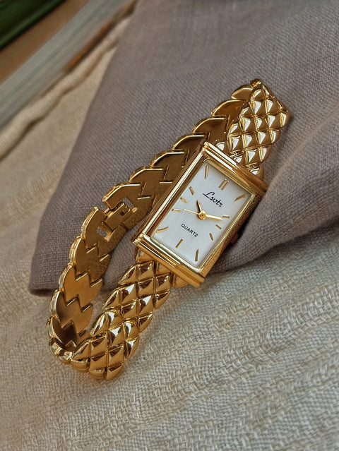 Gold-Colored French High-End Light Luxury Fashion Simple Dial Women's Watch with Stainless Steel Strap