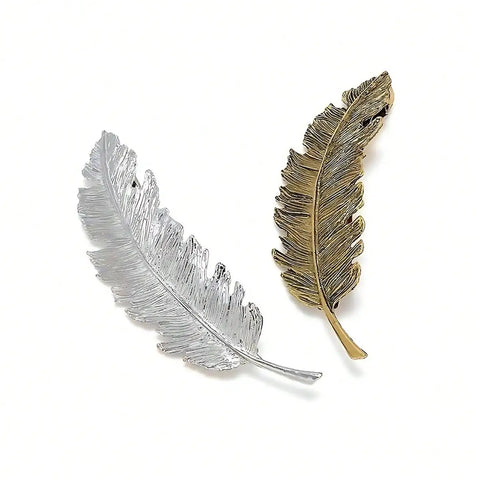 Vintage Hair Clip Feather Leaf Shape Barrette Metal Hairpins For Women