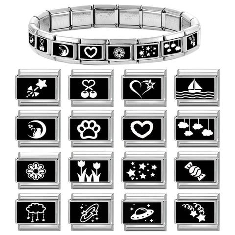 Black Heart Ship Flower Moon Cat Star Candy Charm Links