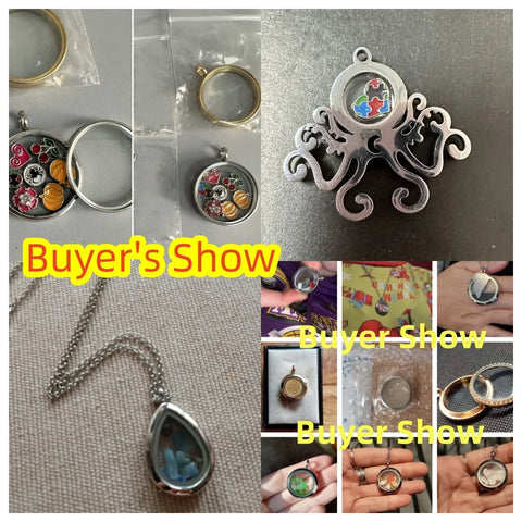 Round Living Memory Photo Relicario Locket Pendant Floating Charms Picture Necklaces