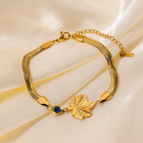 Stainless Steel Metal Gold Color Charms Bracelet For Women Texture Antiallergic Wrist Chain