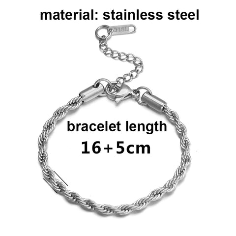 2 3 4mm Bracelet for Women & Men Stainless Steel