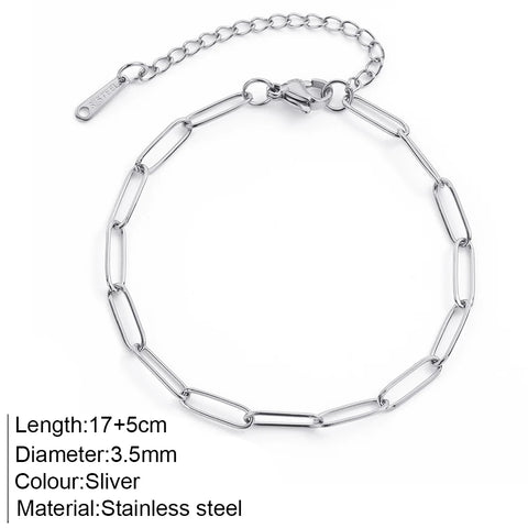 Women's High-end Stainless Steel Bracelets Box Chain Clip Bead Chain Fashion