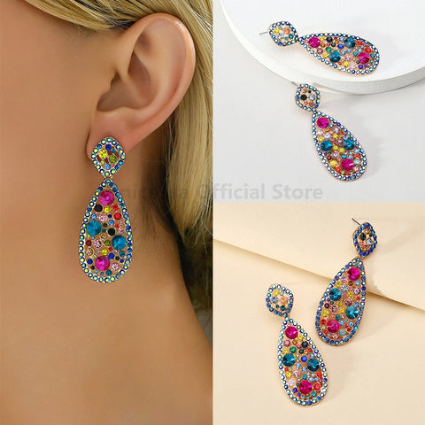 Women's Crystal Pendant Earrings Fashionable  Droplet Shaped