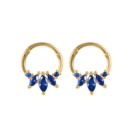 Sterling Silver Needle Multi-color Zircon Hoop Ring Luxury Crystal Piercing