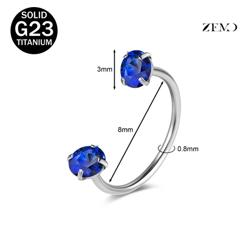 Titanium Steel Horseshoe Nose Rings Double CZ Crystal Screw Septum Rings Helix