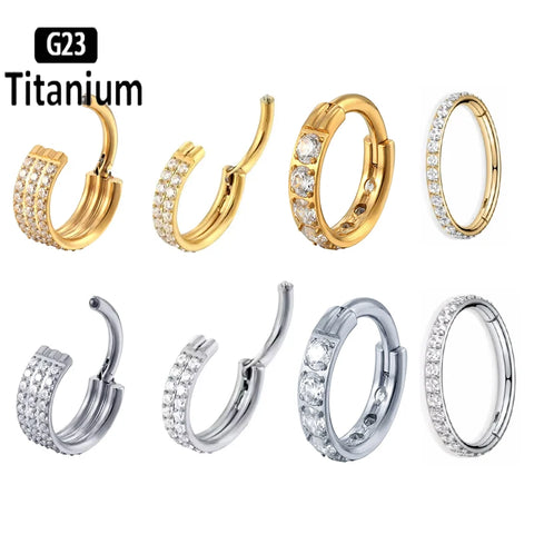 Titanium Piercing Hinged Segment Septum Hoop Nose Rings Clicker