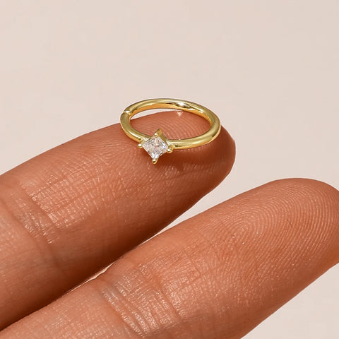 Sterling Silver Pierceing Nose Ring Simple Round Twist Rope Nose Ring Women