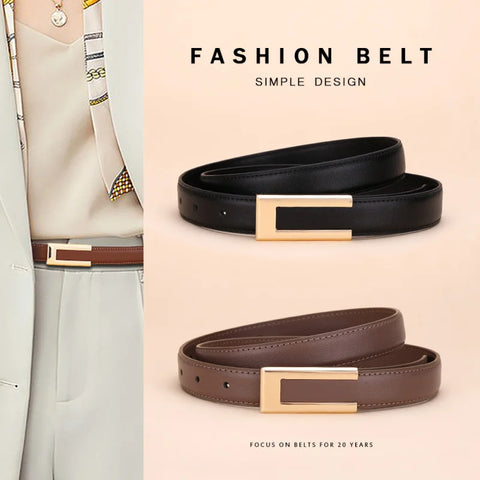 Genuine leather cowhide fashion waist belt versatile smooth buckle