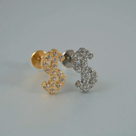 Zircon G23 Solid Titanium Cartilage Earrings Stud 16G Internally Threaded Cz Cluster Helix