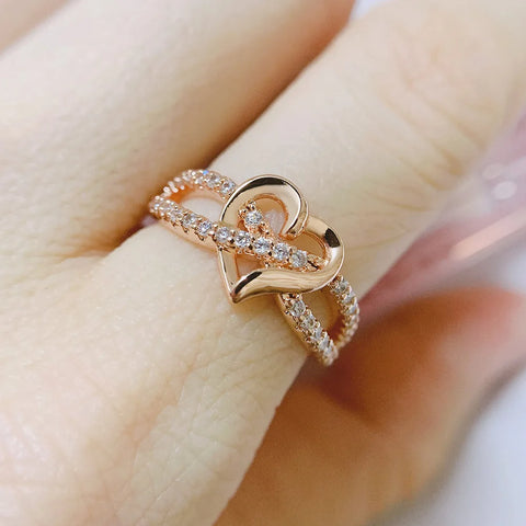 Romantic Infinity Heart Love Rings For Women Wedding Engagement Couple Rings