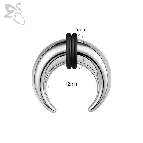 C Shape Buffalo Horn Nose Piercing Stainless Steel Pincher Septum Ring Punk