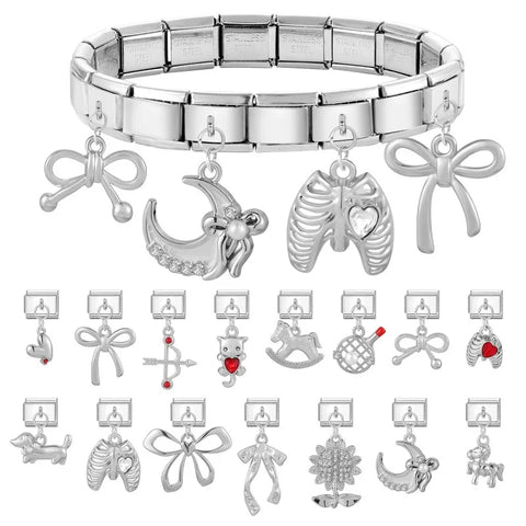 Silver Dog Star Bow Sunflower Butterfly Heart Pendant  Charm Links