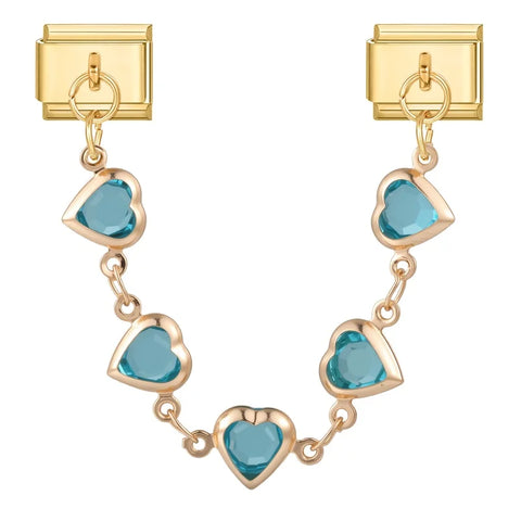 Golden Chain Heart Flowers Butterfly Charm Link