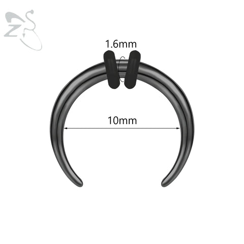 C Shape Buffalo Horn Nose Piercing Stainless Steel Pincher Septum Ring Punk