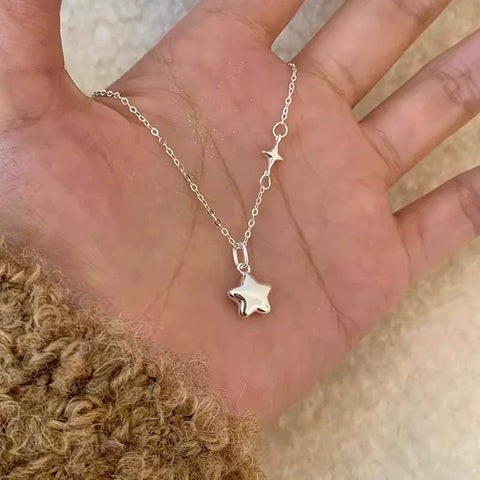 Sterling Silver Star Necklace for Women Exquisite Five Pointed Star Collarbone Chain