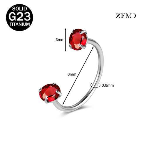 Titanium Steel Horseshoe Nose Rings Double CZ Crystal Screw Septum Rings Helix