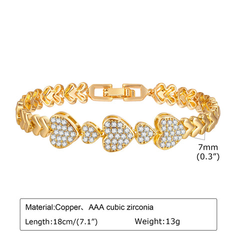 Paperclip Chain Bracelet 14K Gold Plated Cubic Zirconia Watch Strap
