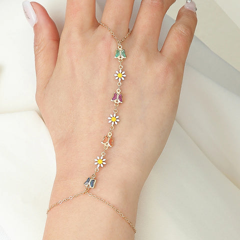 Vintage Emerald Blue Crystal Boho Wrist Bracelet for Women