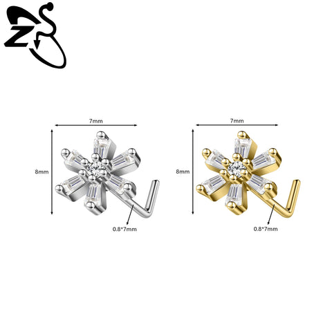 Stainless Steel Nose Ring 7MM L Rod Nose Stud Moon butterfly Shape Pendant Earring Helix