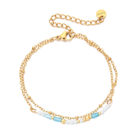 Thin Boho 18K Gold PVD Plated Stainless Steel Chain Bracelets for Women