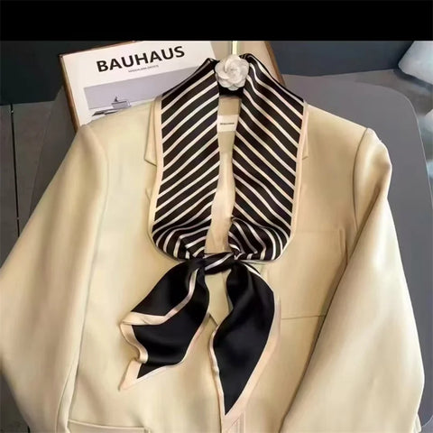 Print Silk Scarf Women Soft Satin Horse Hairband Bevel Neckerchief Office Headband