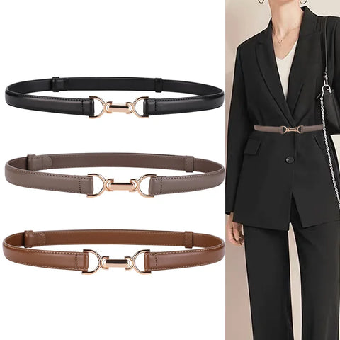 Waist Thin Decorative Fashion Buckle Adjustable Thin Belt For Suit Coat Dress