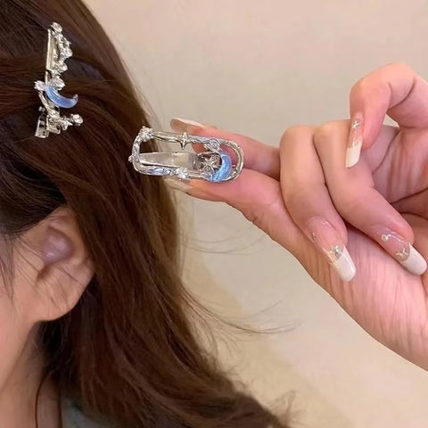 Rhinestone Moon Star Hair Clip