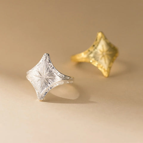 Sterling Silver Rings For Women Geometric Fine Jewelry Finger Adjustable Plant Leaf Star Zircon Ring