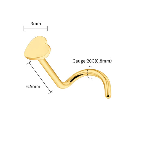 Titanium 20G Nose Stud Ring Hypoallergenic CZ/Ball/Heart/Star Nose Piercing