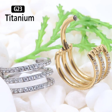 Titanium Piercing Hinged Segment Septum Hoop Nose Rings Clicker