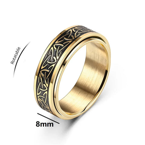 Viking Celtic Knot Rune Rings For Men Rotating Stainless Steel Anti Stress Anxiety Relife