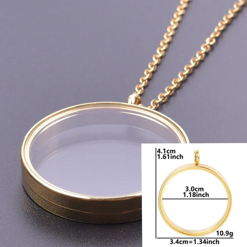 Round Living Memory Photo Relicario Locket Pendant Floating Charms Picture Necklaces
